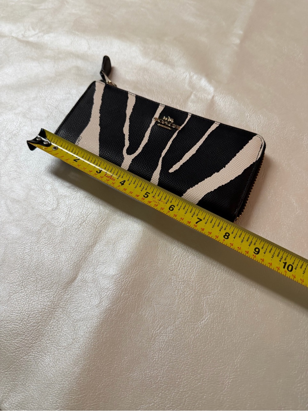 Coach Black & White Zebra Print Zip Wallet - Picture 6 of 7